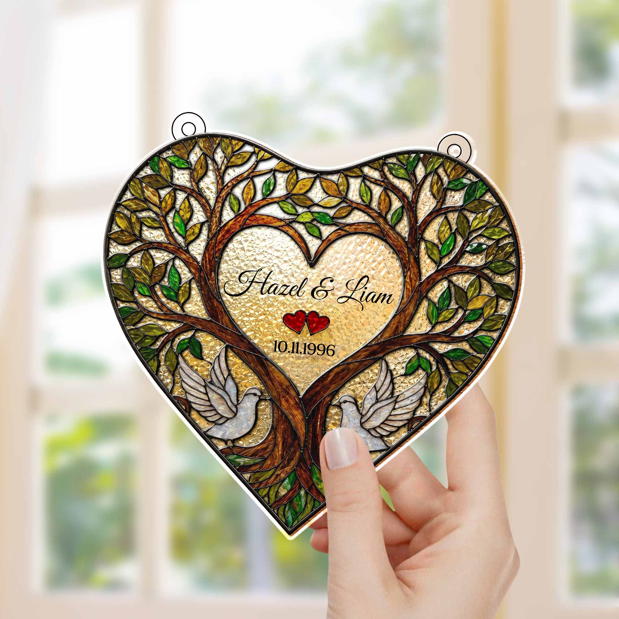 Personalized Tree Of Life Suncatcher Custom Name Gift for Couples