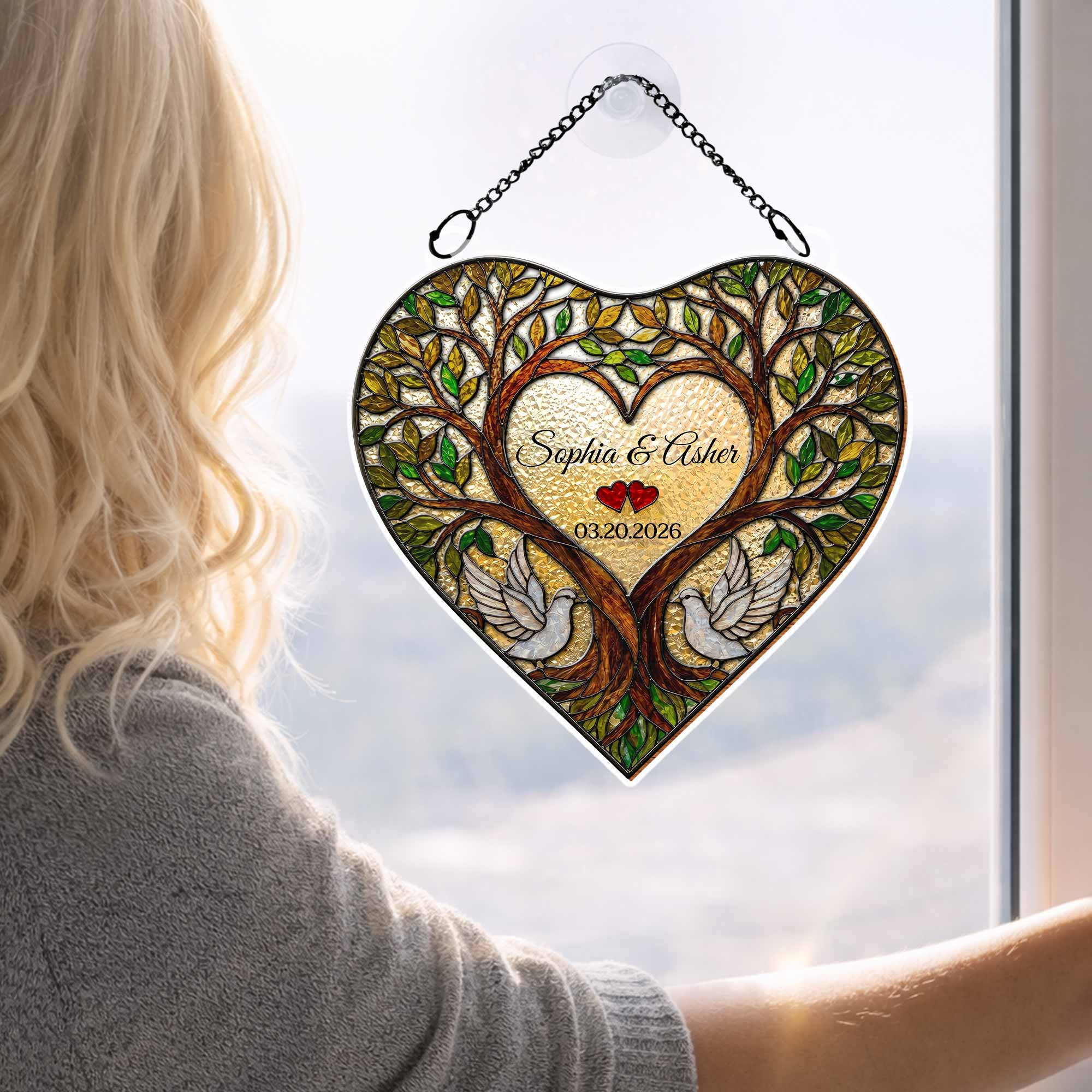 Personalized Tree Of Life Suncatcher Custom Name Gift for Couples