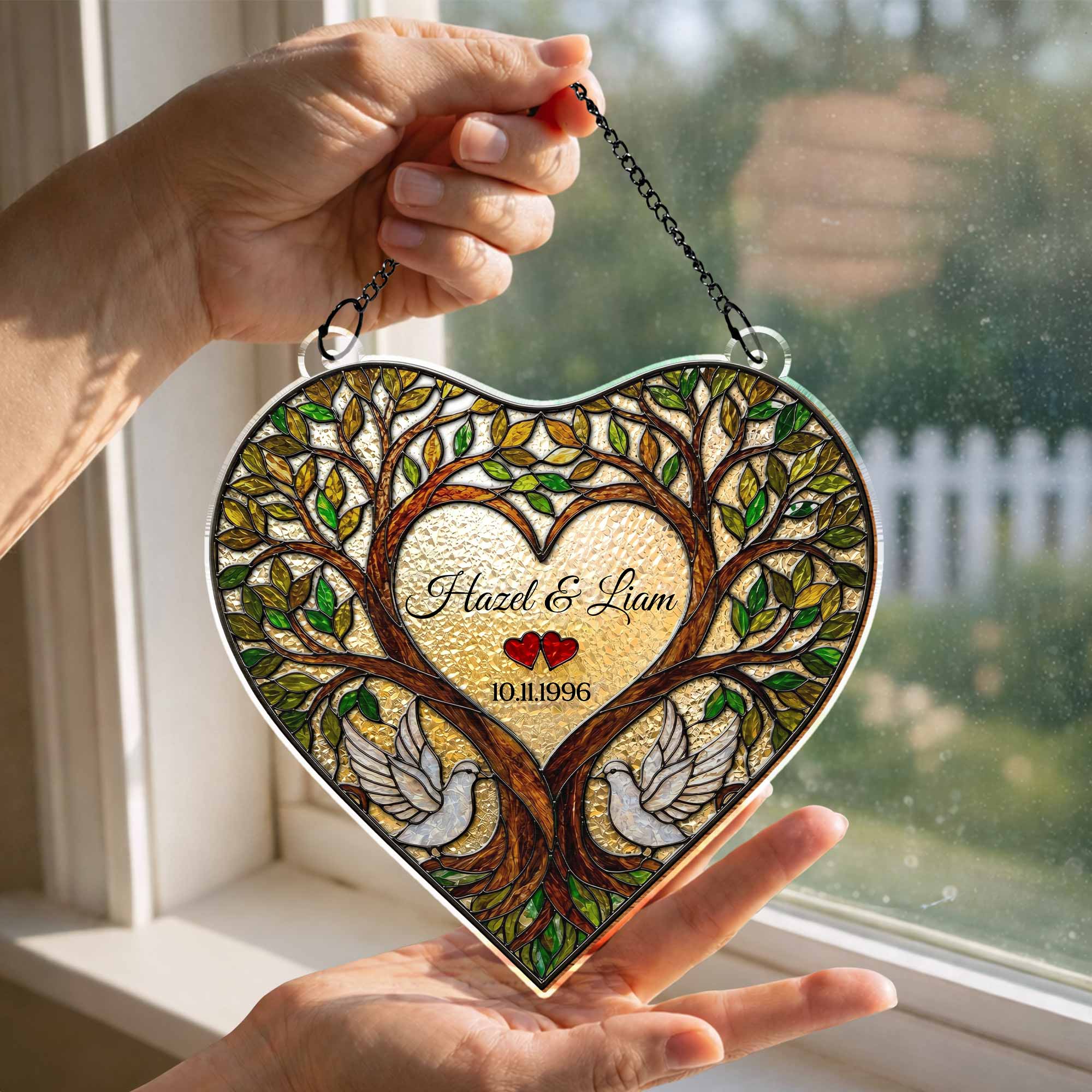 Personalized Tree Of Life Suncatcher Custom Name Gift for Couples