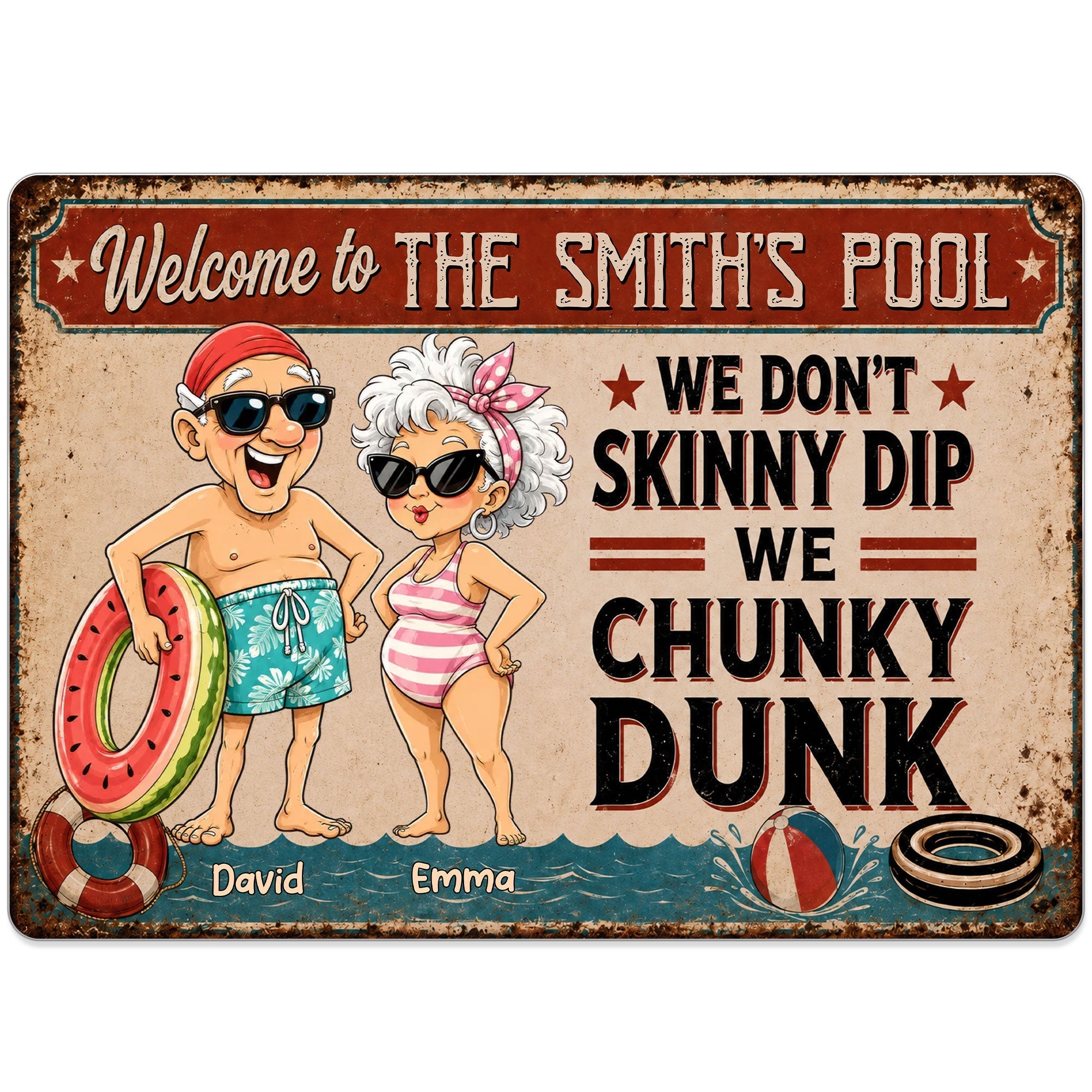 Personalized Funny Metal Sign Welcome to Our Pool Gift for Couples