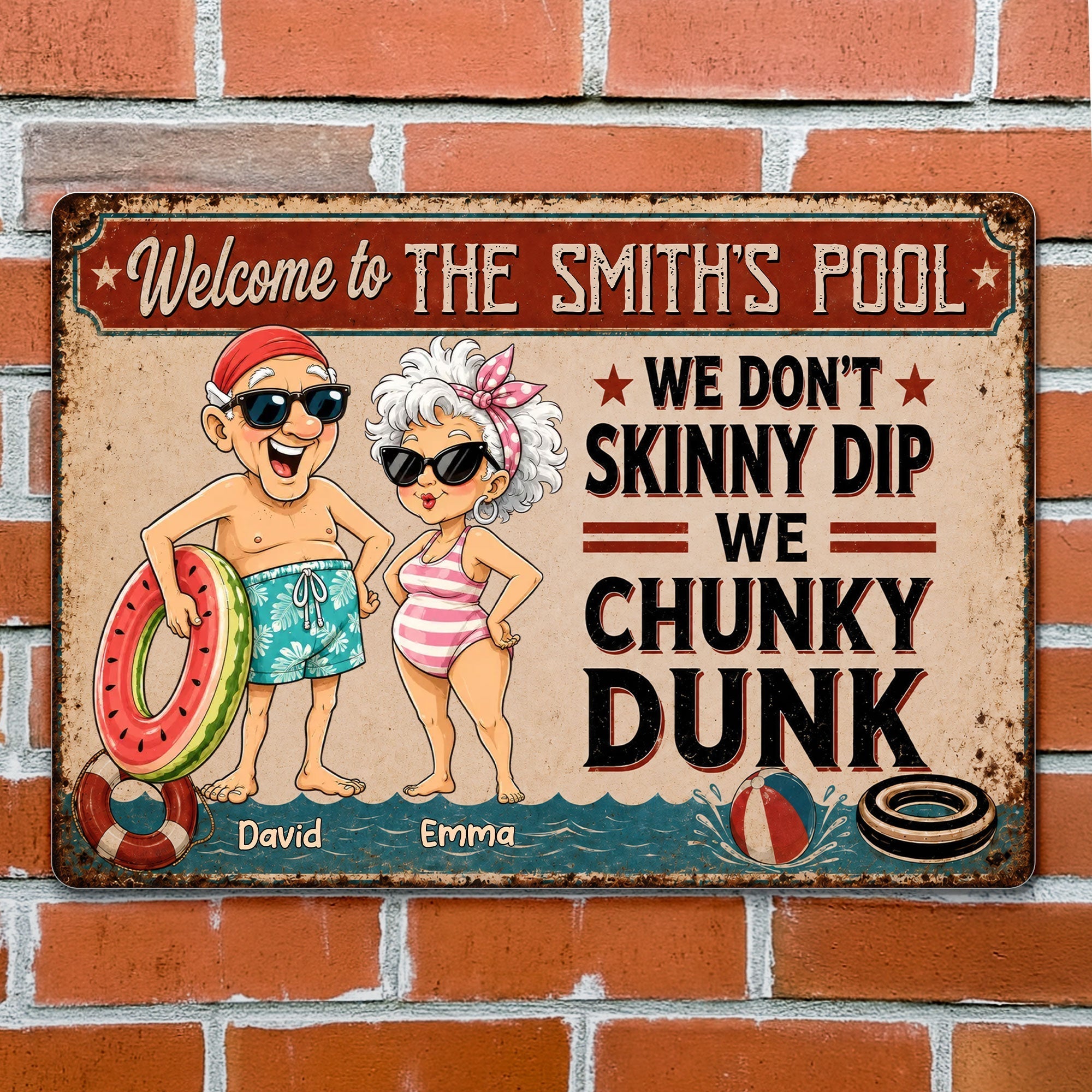 Personalized Funny Metal Sign Welcome to Our Pool Gift for Couples