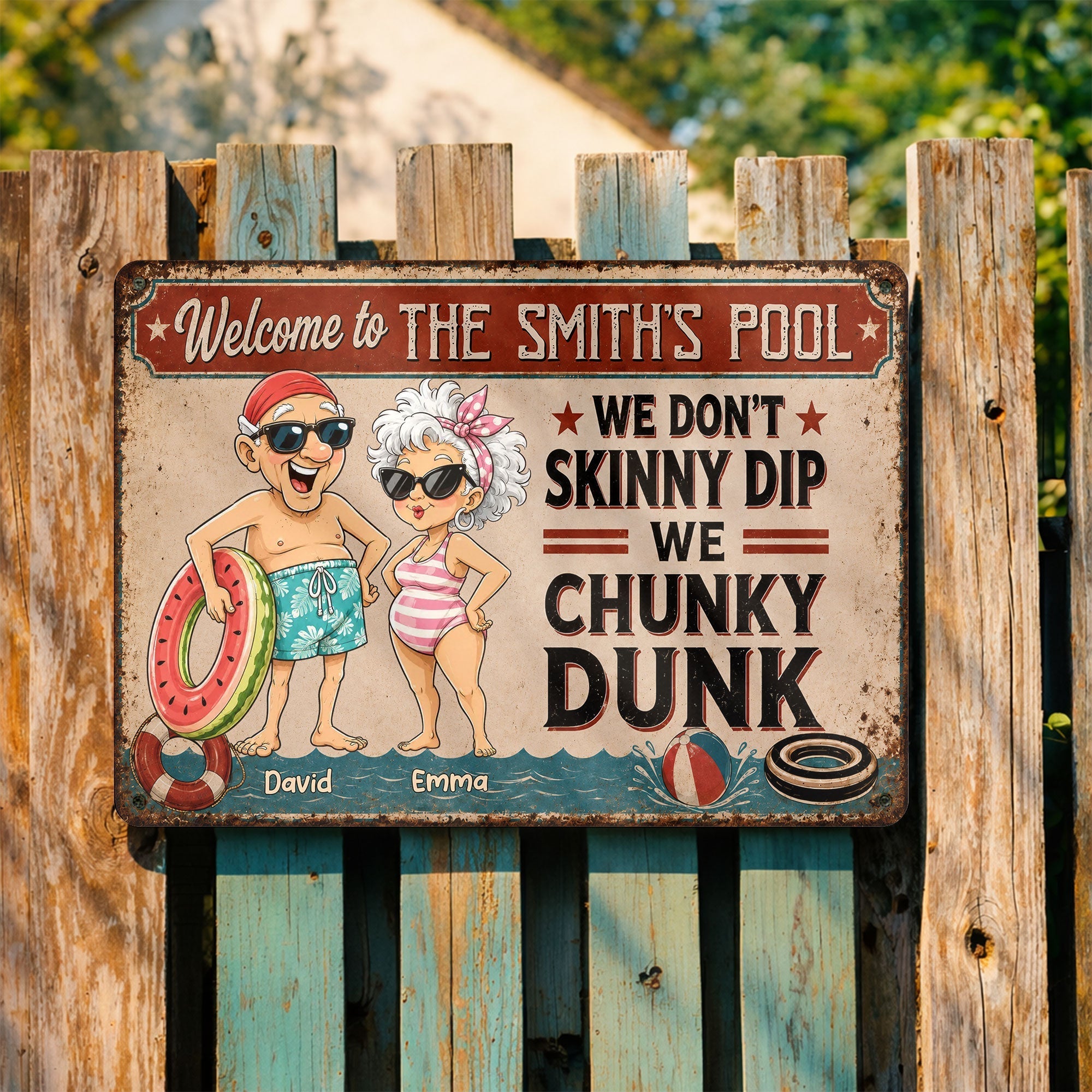 Personalized Funny Metal Sign Welcome to Our Pool Gift for Couples