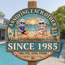 Load image into Gallery viewer, Personalized Beach Couple Art Custom Shaped Wood Sign Gift
