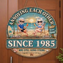 Load image into Gallery viewer, Personalized Beach Couple Art Custom Shaped Wood Sign Gift

