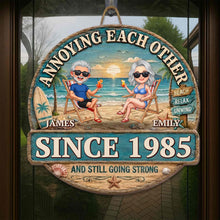 Load image into Gallery viewer, Personalized Beach Couple Art Custom Shaped Wood Sign Gift
