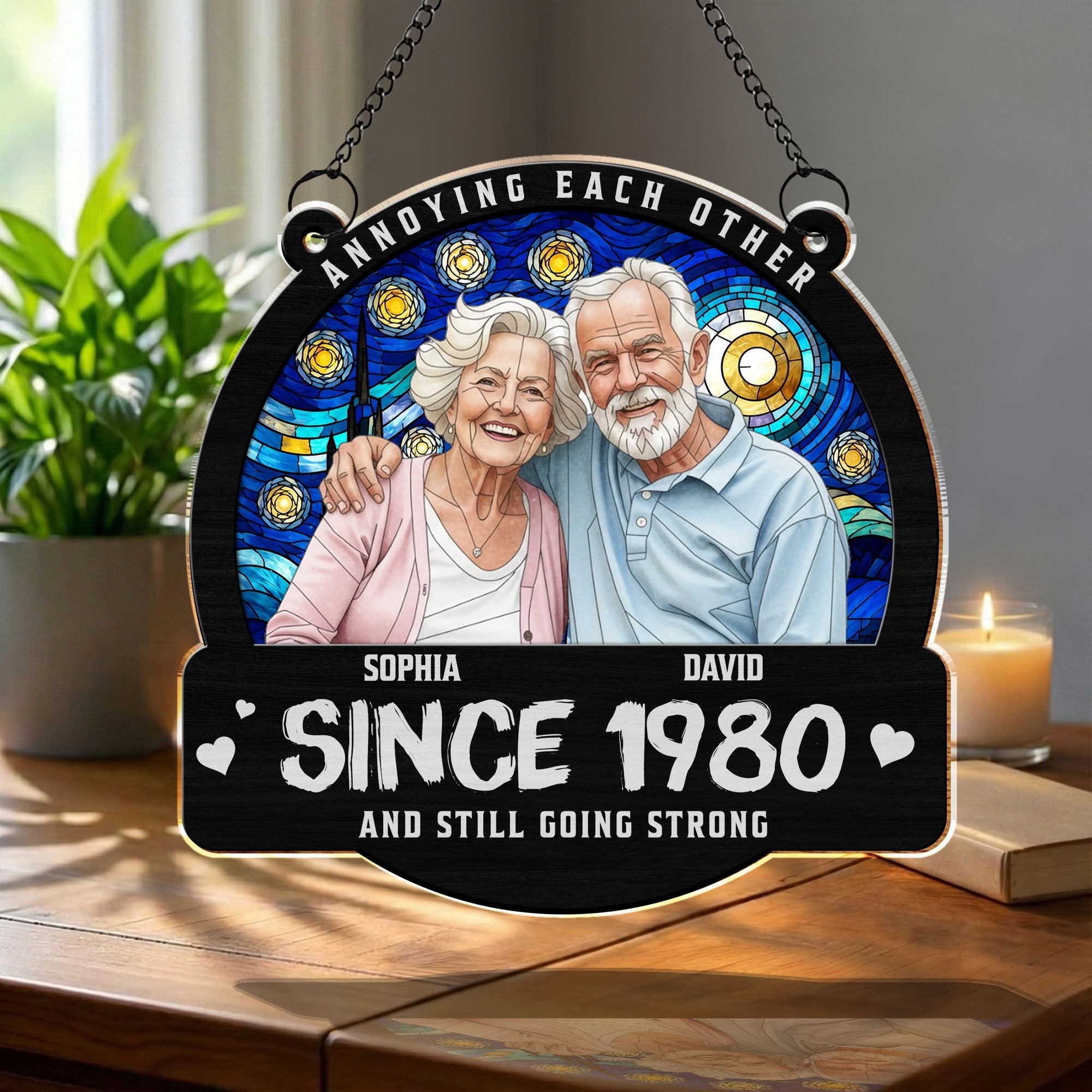 Personalized Couple Suncatcher Custom Name Gift for Anniversary