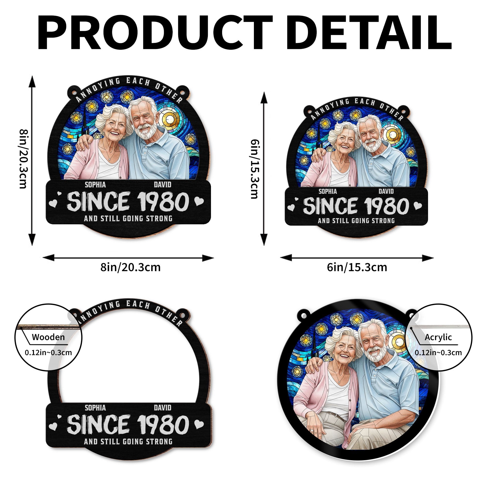 Personalized Couple Suncatcher Custom Name Gift for Anniversary