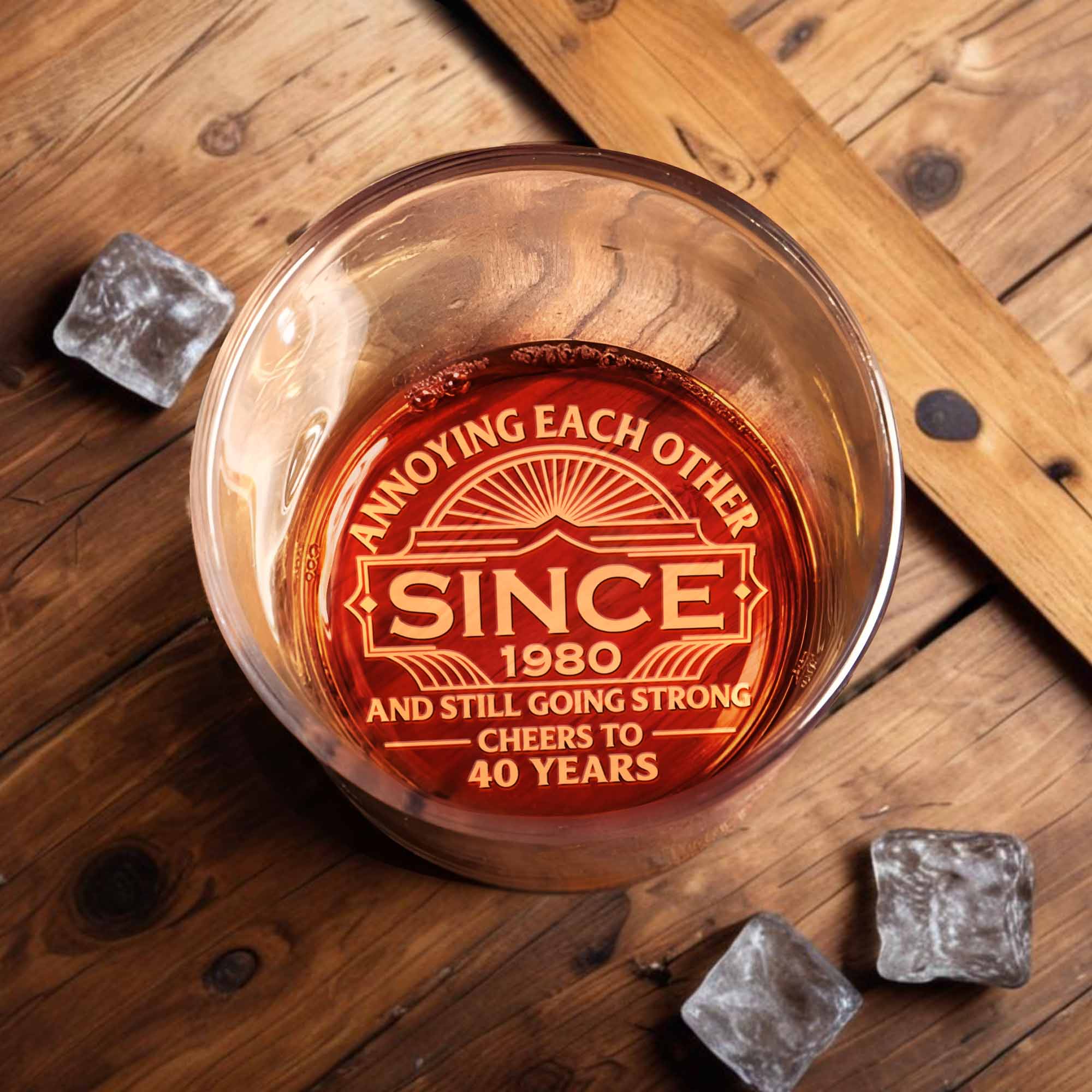 Personalized Engraved Whiskey Glass Custom Year Gift for Couples