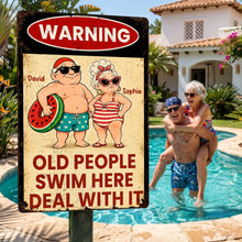 Load image into Gallery viewer, Personalized Funny Metal Sign Warning for Senior Couple Gift
