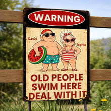 Load image into Gallery viewer, Personalized Funny Metal Sign Warning for Senior Couple Gift
