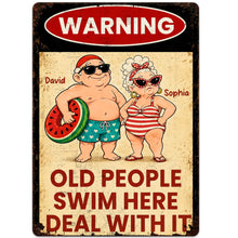 Load image into Gallery viewer, Personalized Funny Metal Sign Warning for Senior Couple Gift
