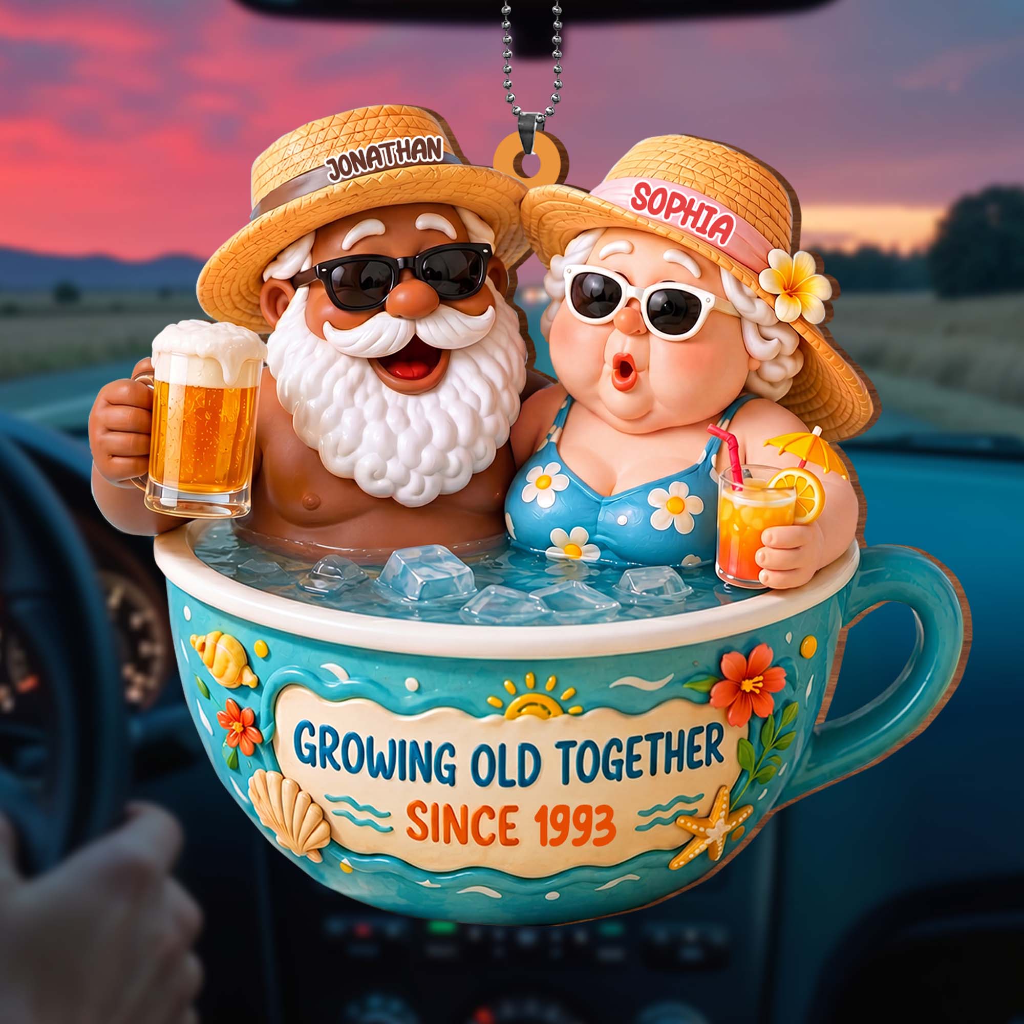 Personalized Wood Ornament Beach Couple Gift for Anniversary