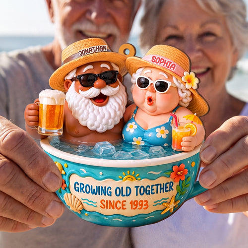 Personalized Wood Ornament Beach Couple Gift for Anniversary