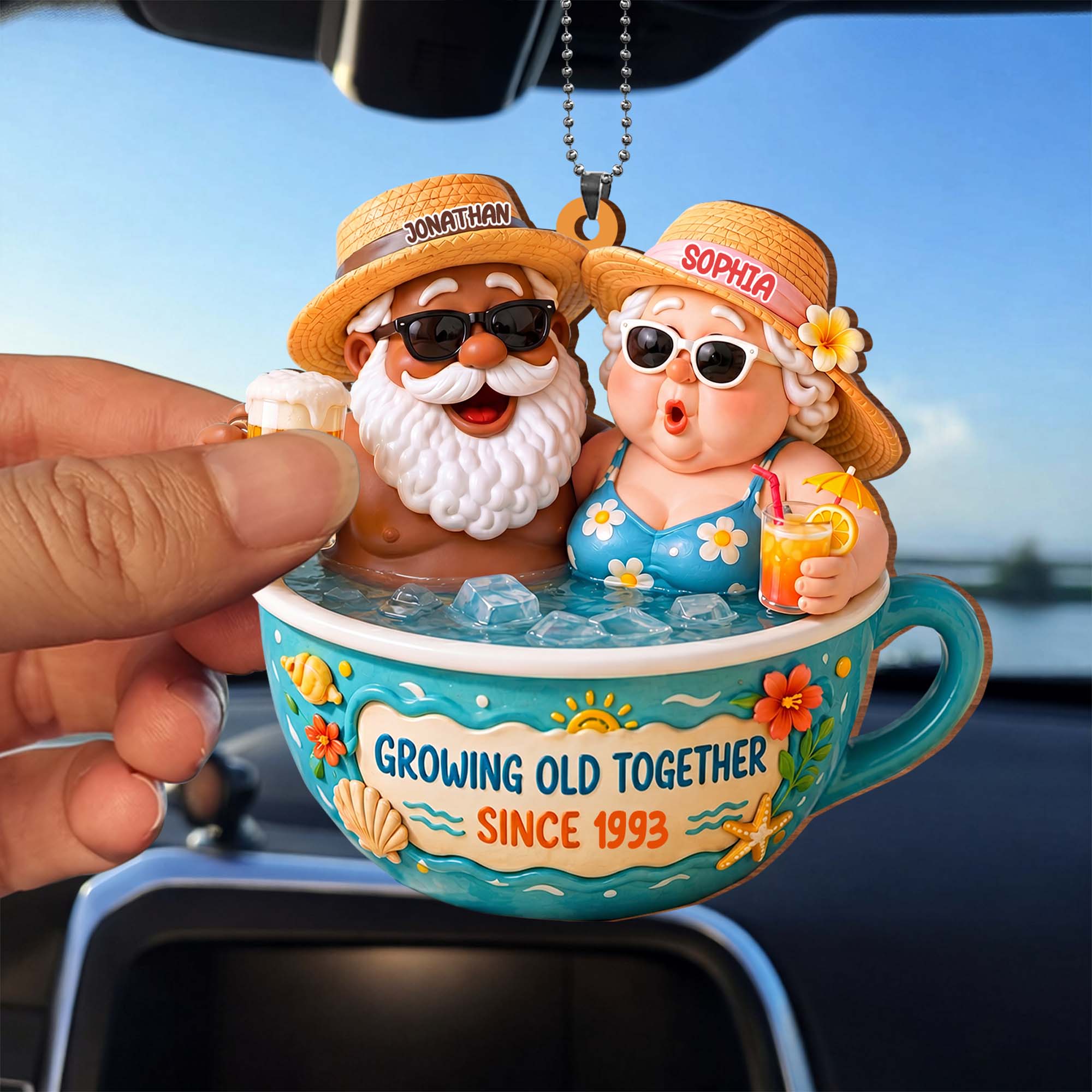 Personalized Wood Ornament Beach Couple Gift for Anniversary