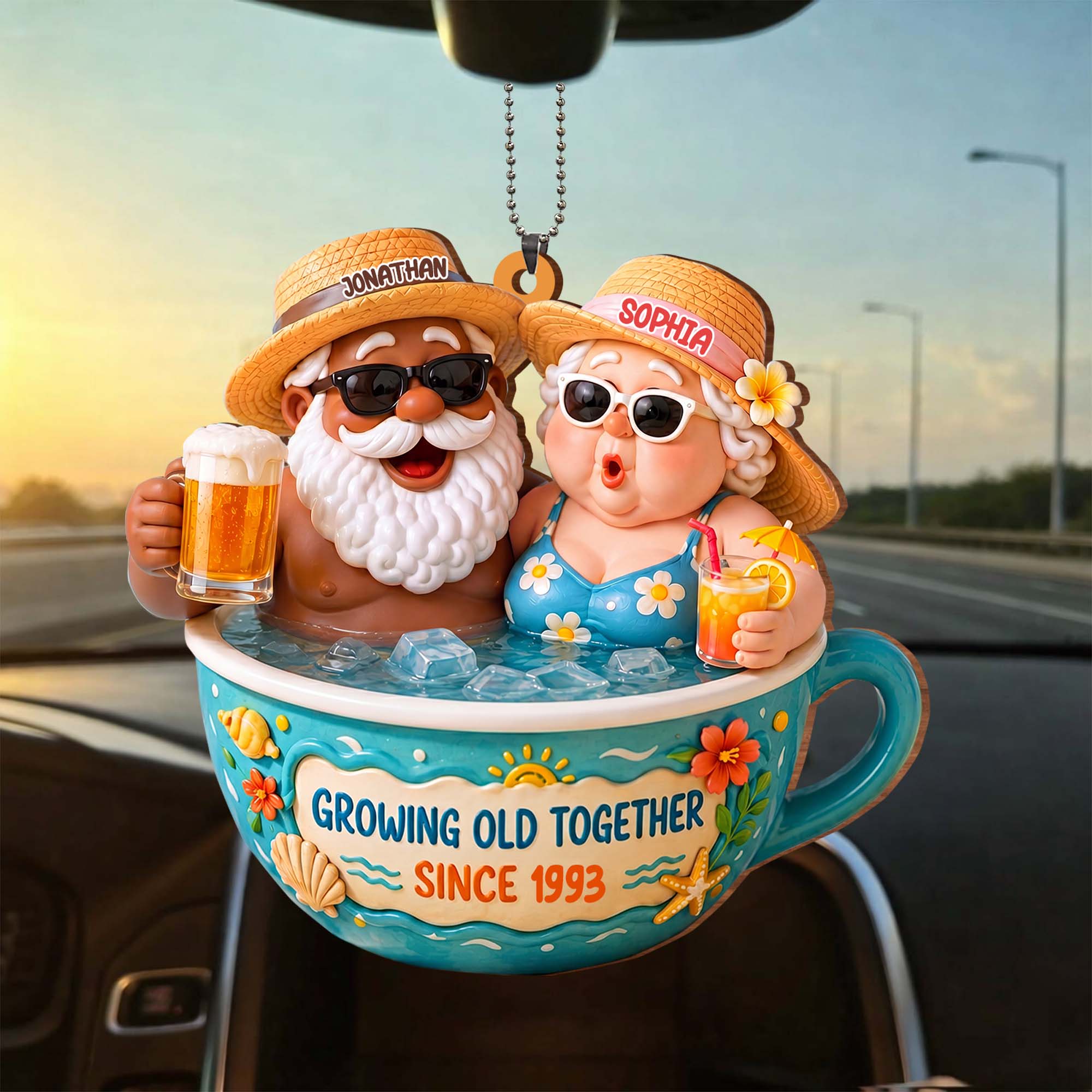 Personalized Wood Ornament Beach Couple Gift for Anniversary