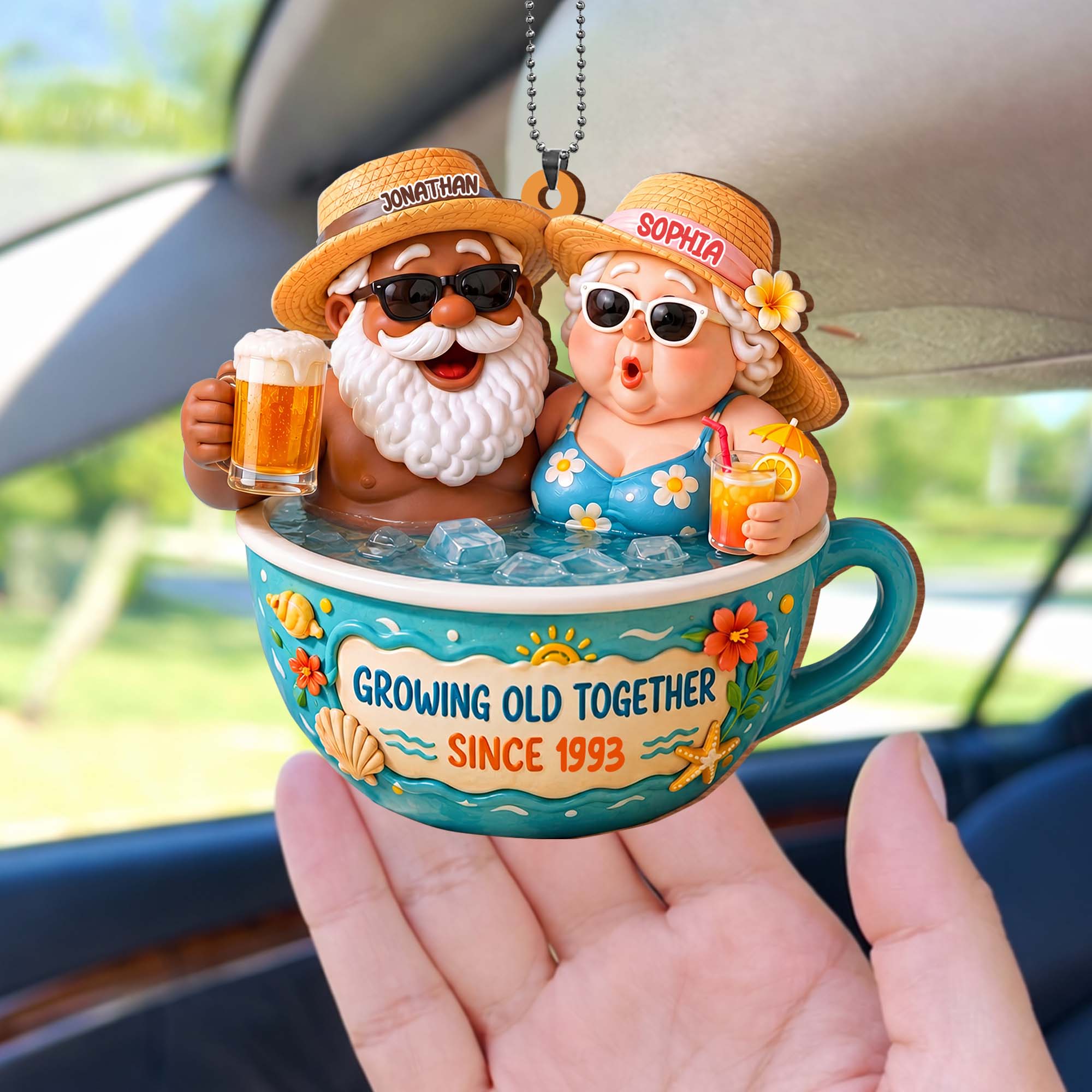 Personalized Wood Ornament Beach Couple Gift for Anniversary