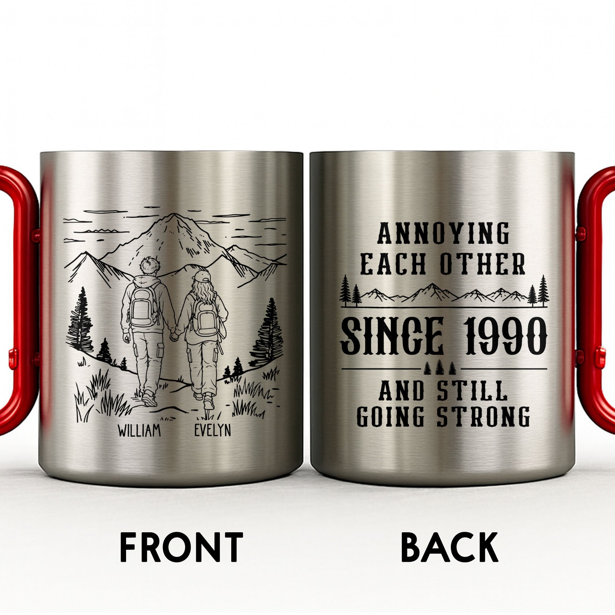 Personalized Carabiner Mug Custom Name Hiking Gift for Couples