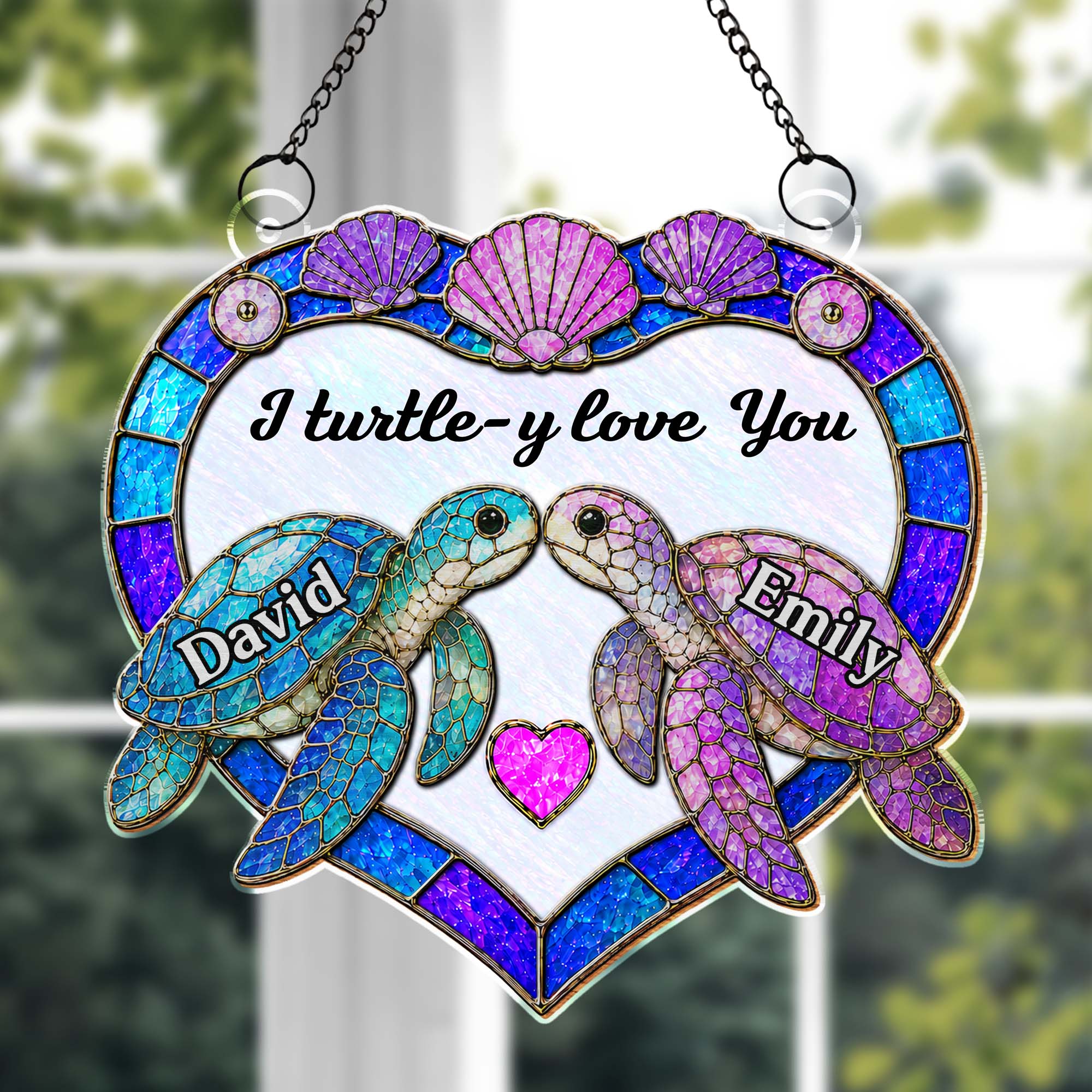Personalized Sea Turtle Suncatcher Custom Gift for Couples