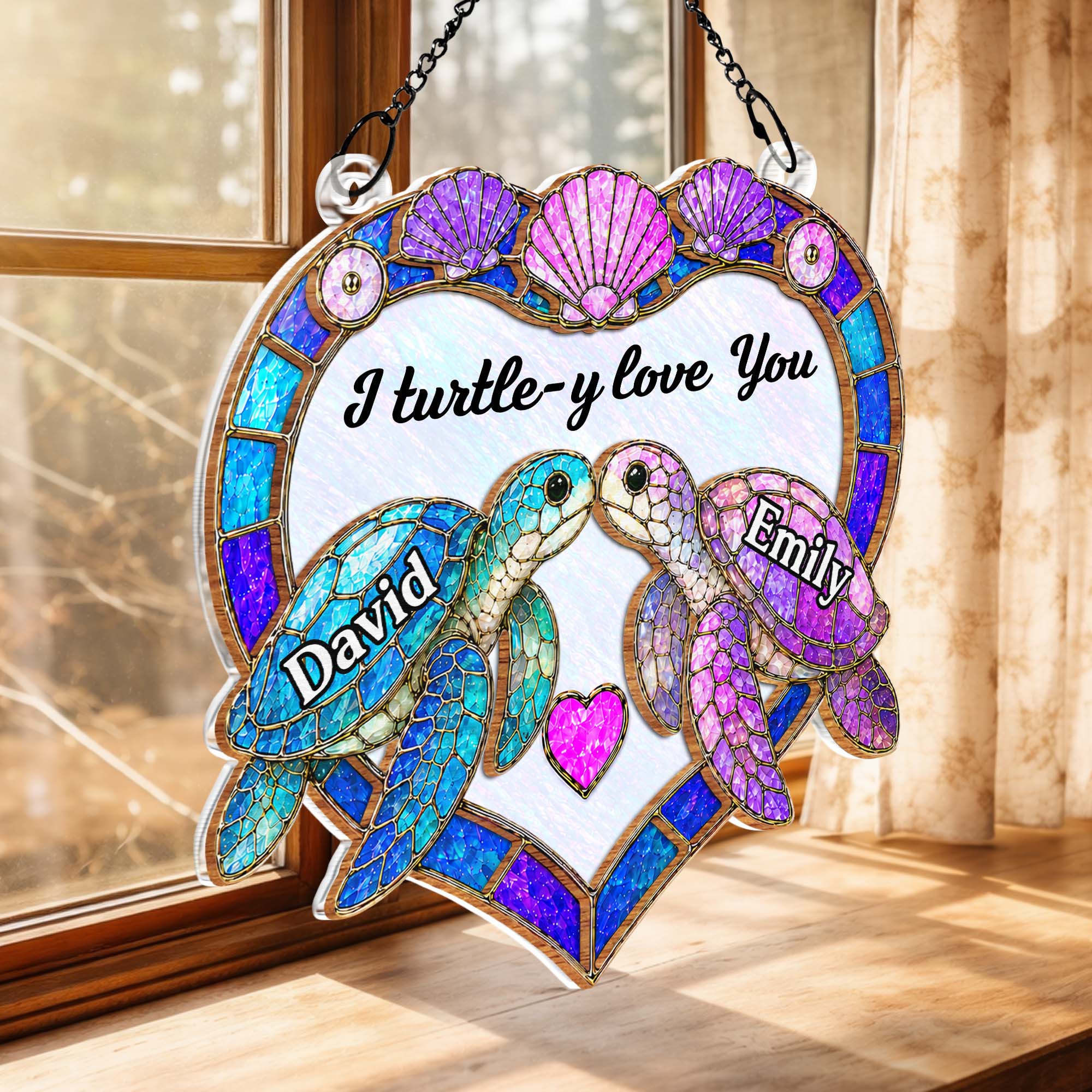 Personalized Sea Turtle Suncatcher Custom Gift for Couples