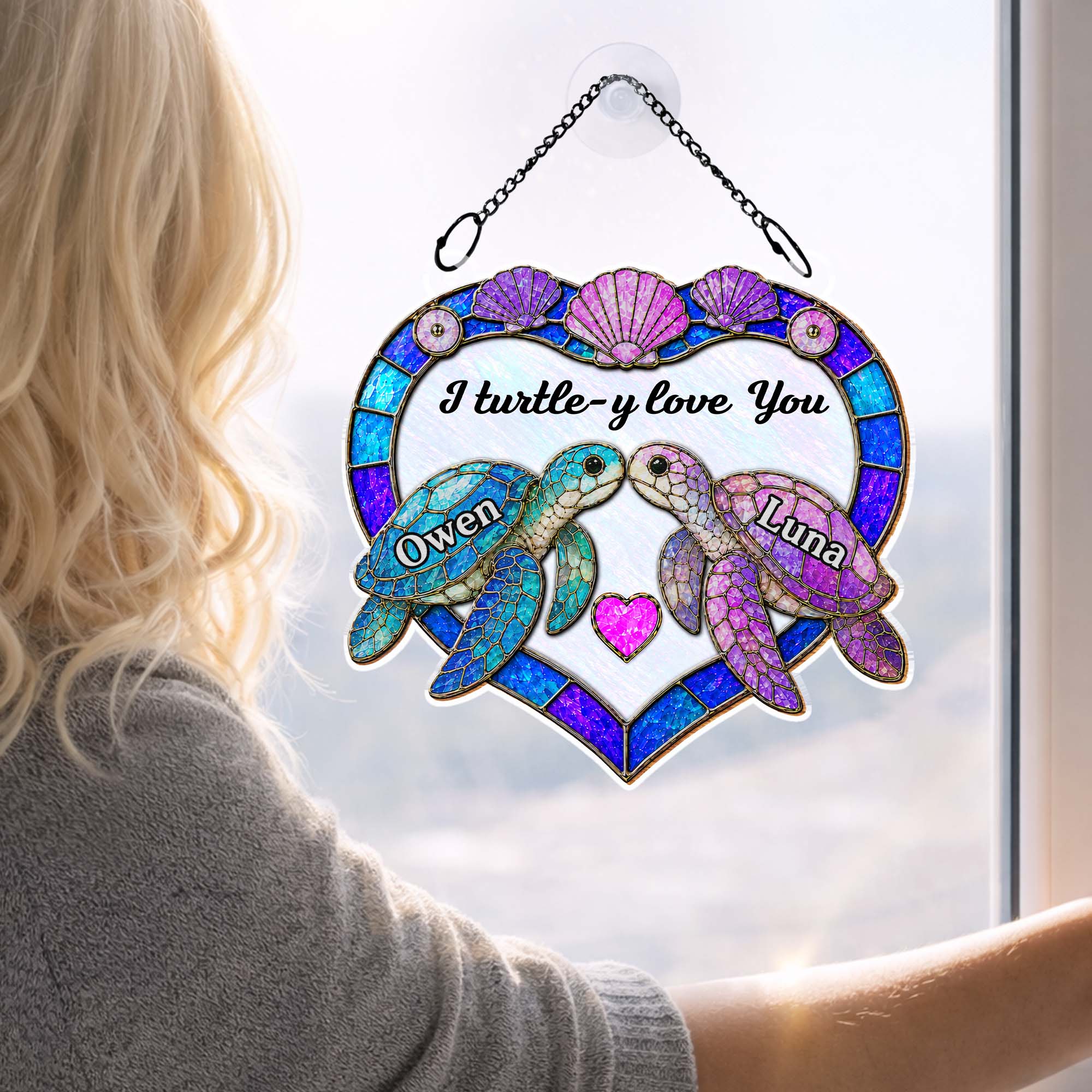 Personalized Sea Turtle Suncatcher Custom Gift for Couples