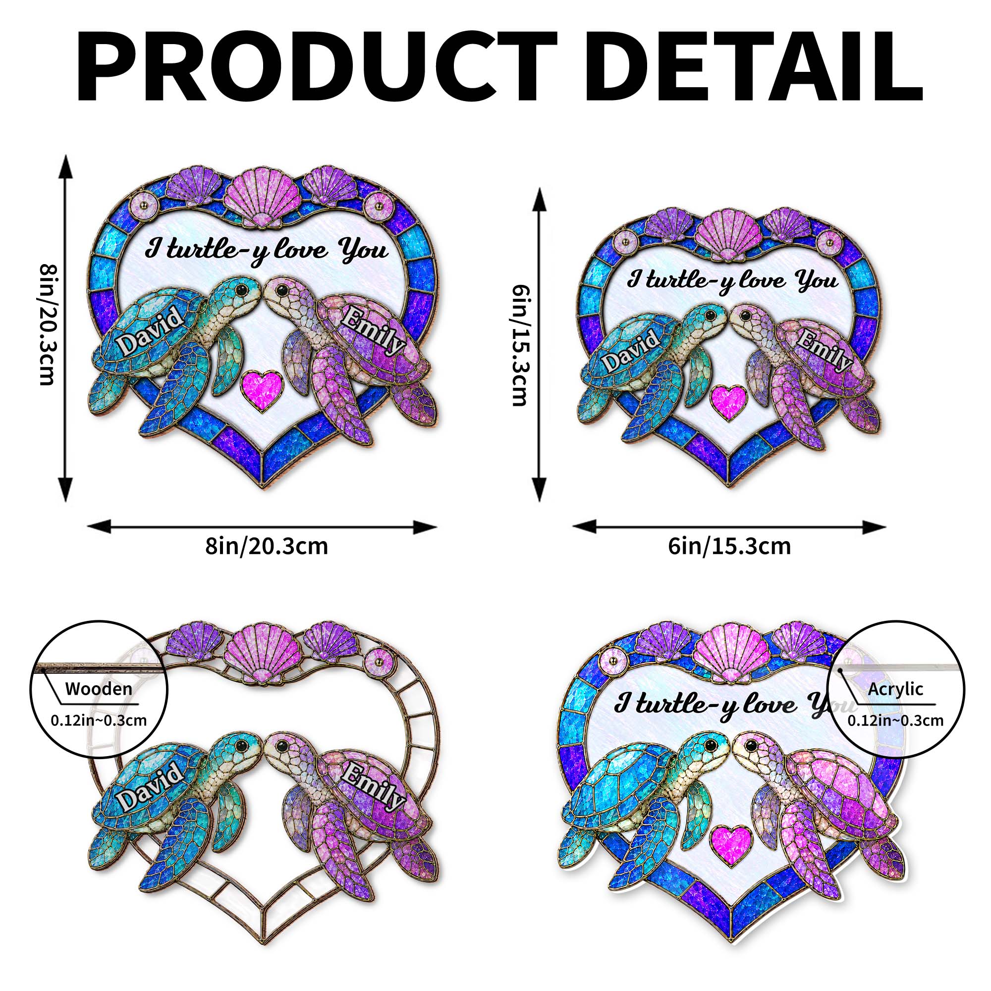 Personalized Sea Turtle Suncatcher Custom Gift for Couples