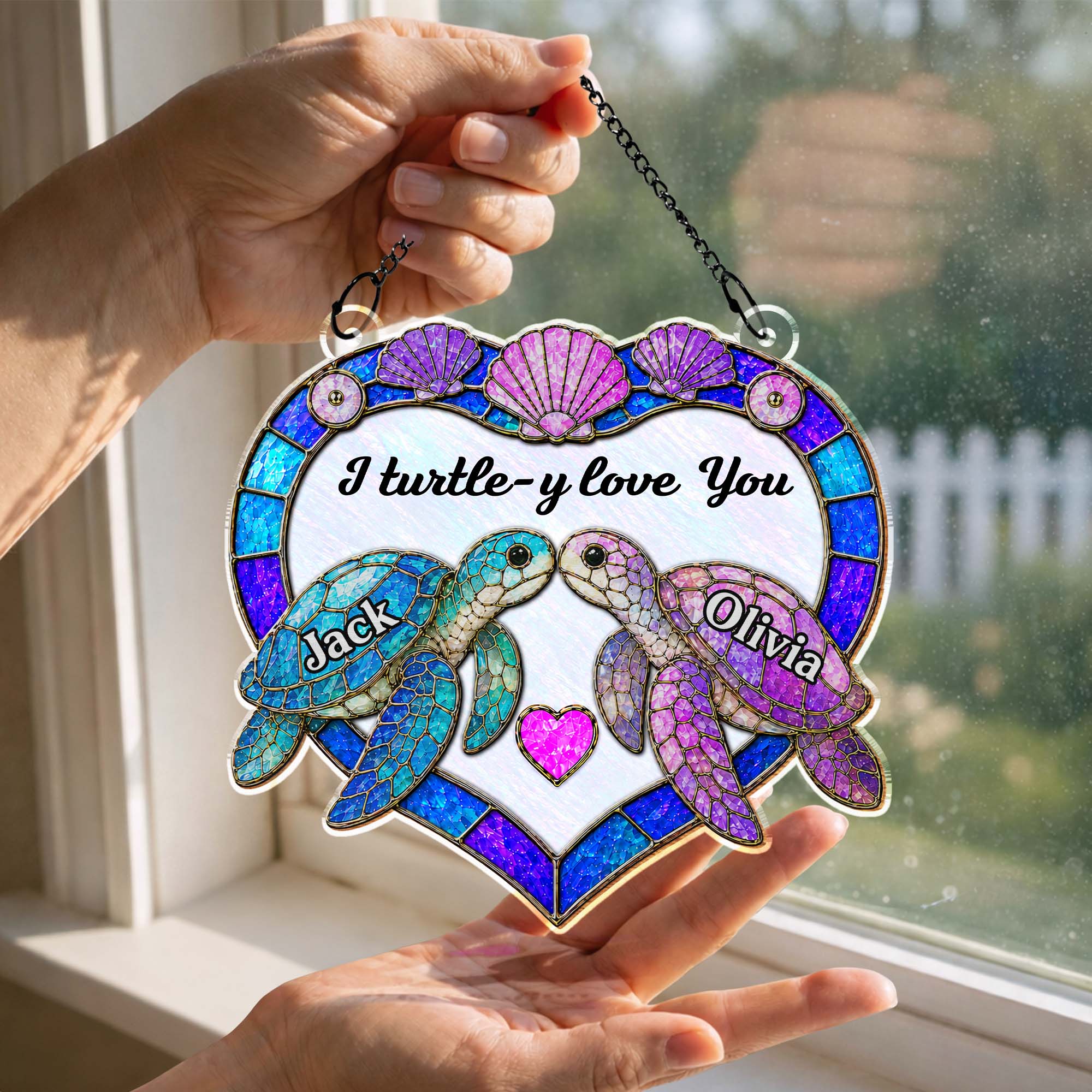 Personalized Sea Turtle Suncatcher Custom Gift for Couples