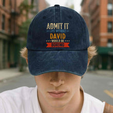 Load image into Gallery viewer, Personalized Washed Denim Cap Custom Name Gift for Him
