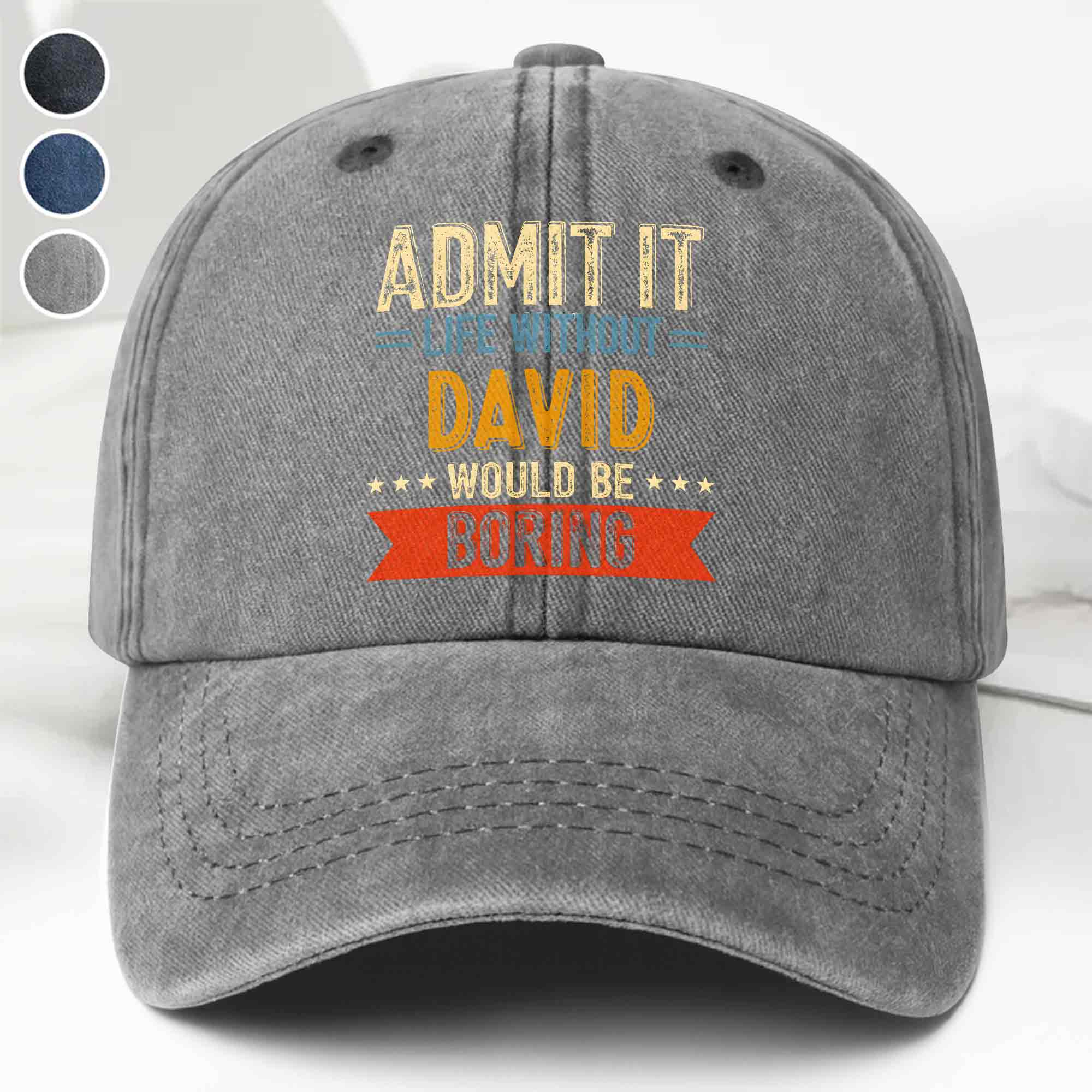 Personalized Washed Denim Cap Custom Name Gift for Him