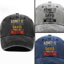 Load image into Gallery viewer, Personalized Washed Denim Cap Custom Name Gift for Him
