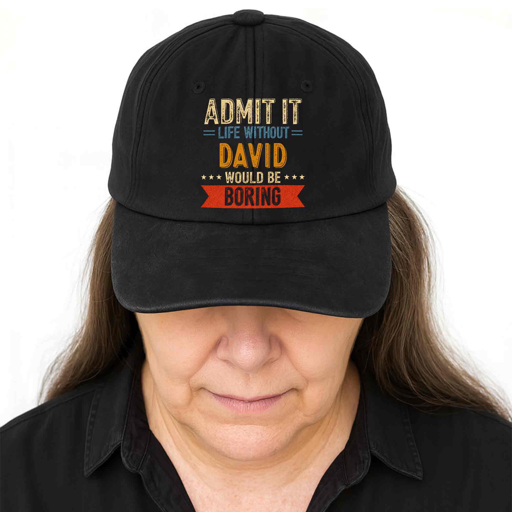 Personalized Washed Denim Cap Custom Name Gift for Him