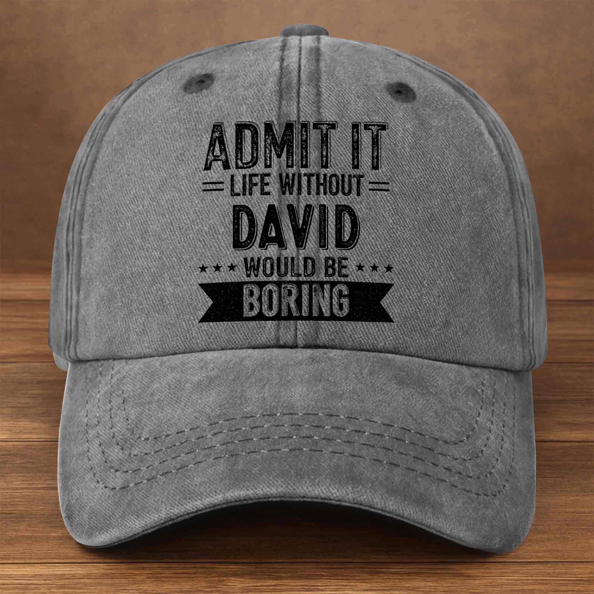 Personalized Washed Denim Cap Custom Name Gift for Him
