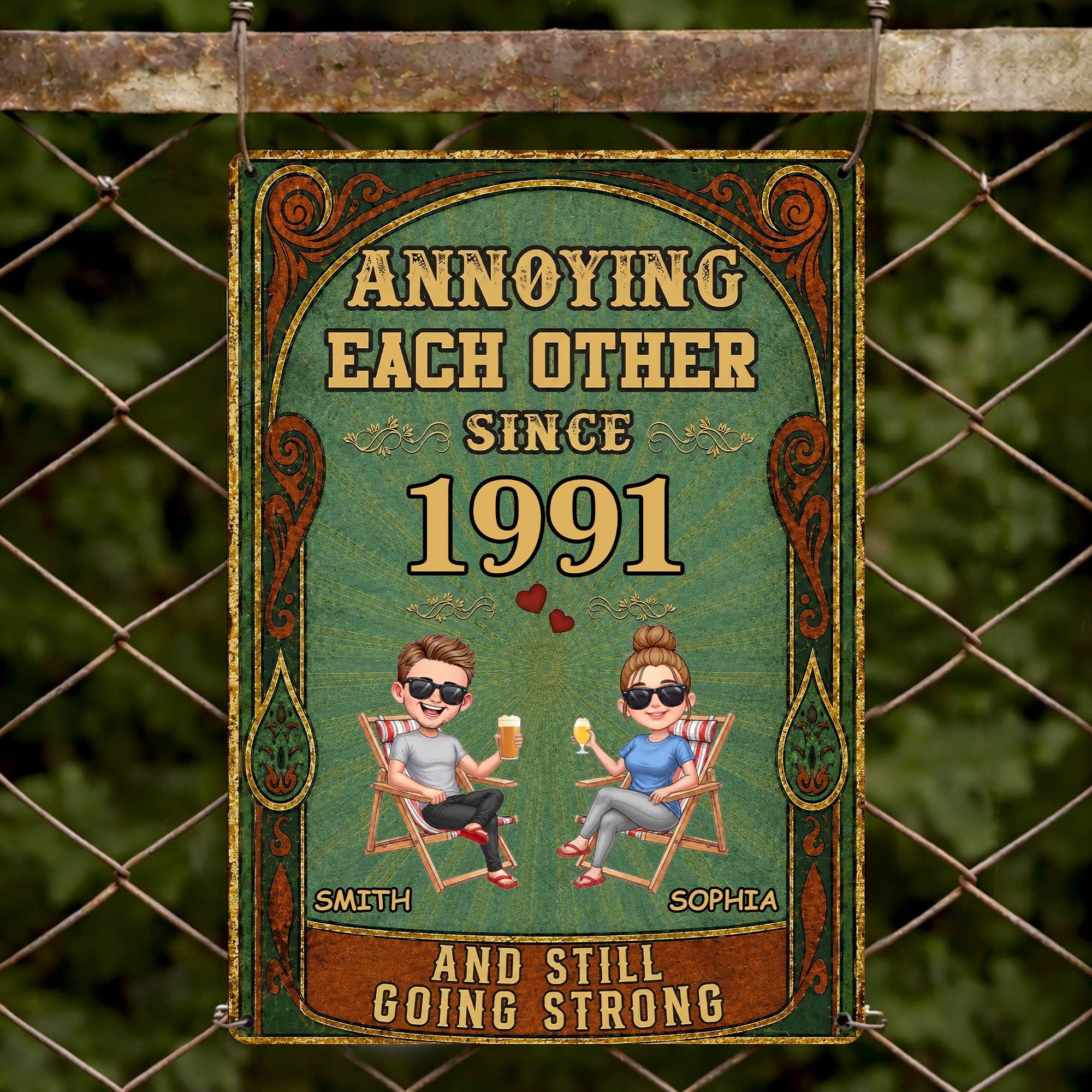 Personalized Metal Sign Custom Names Couples Gift Anniversary