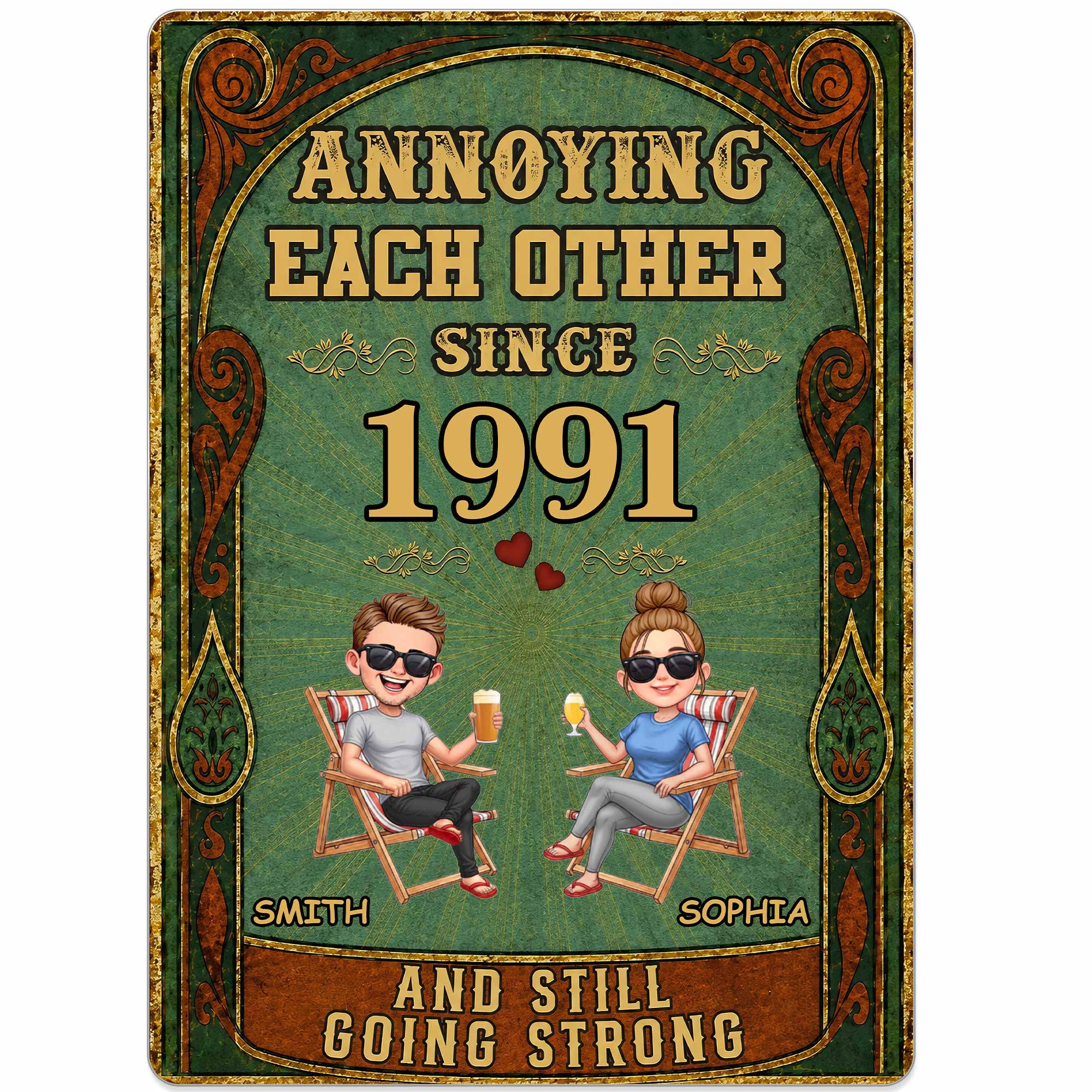 Personalized Metal Sign Custom Names Couples Gift Anniversary