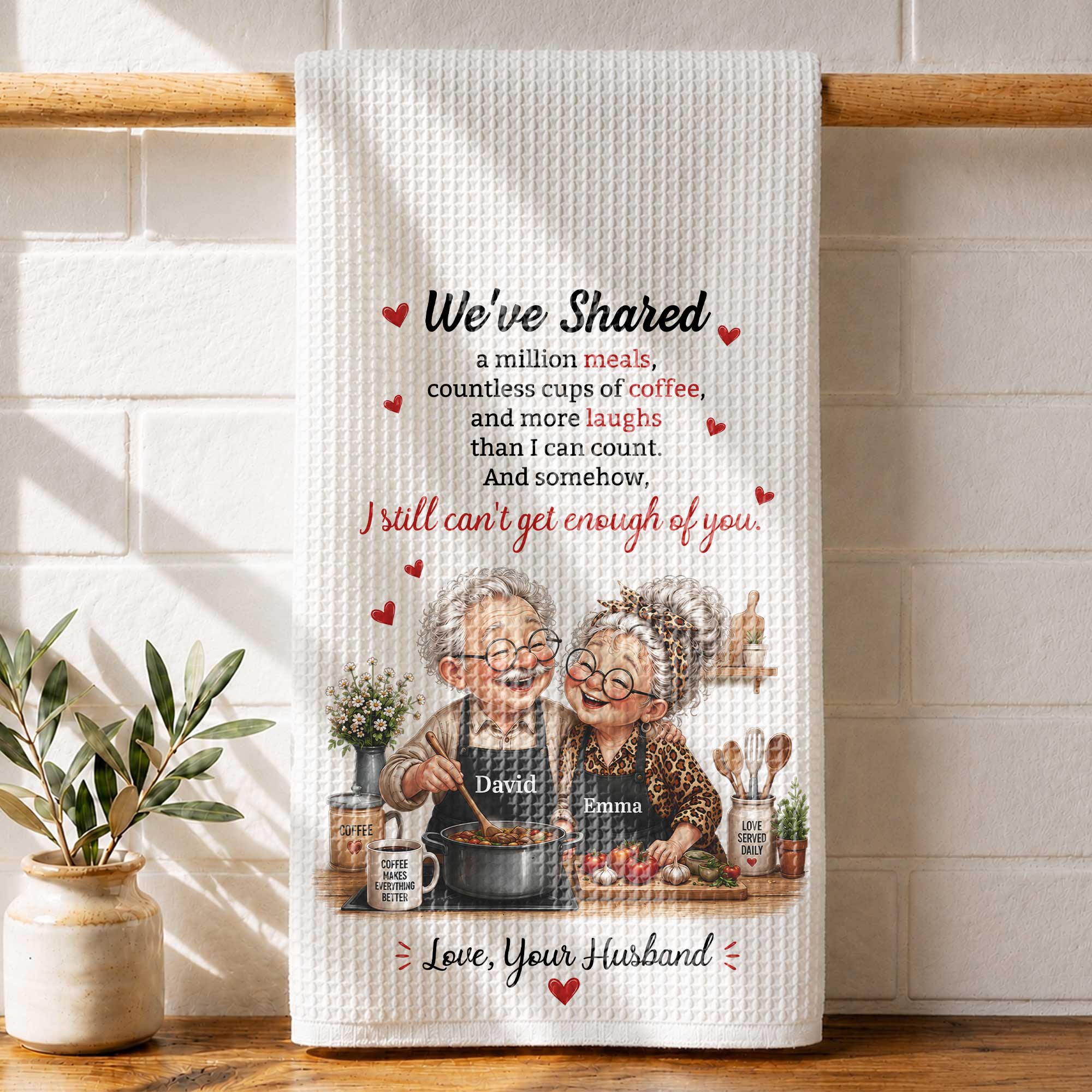 Personalized Kitchen Towel Custom Couple Gift for Anniversary
