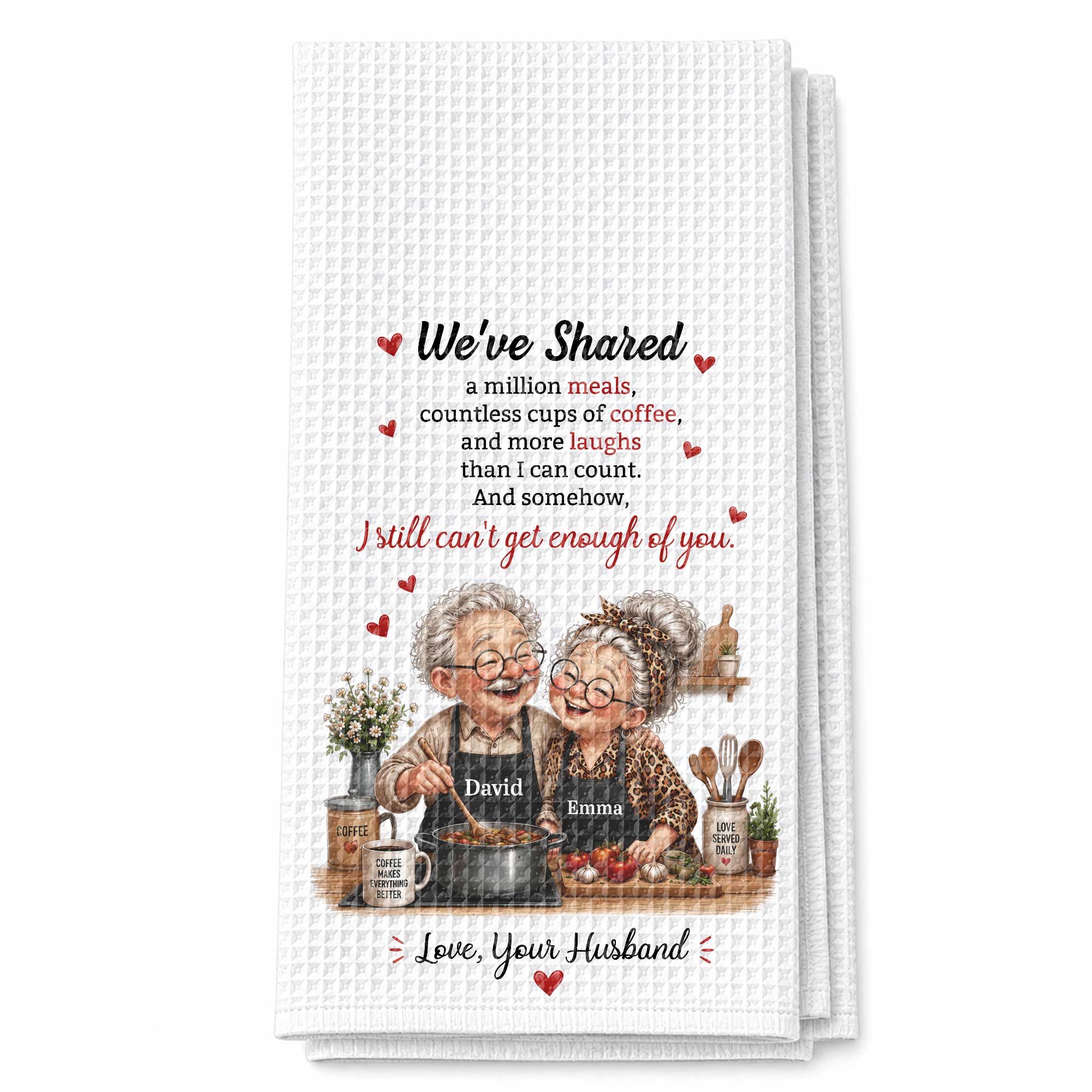 Personalized Kitchen Towel Custom Couple Gift for Anniversary