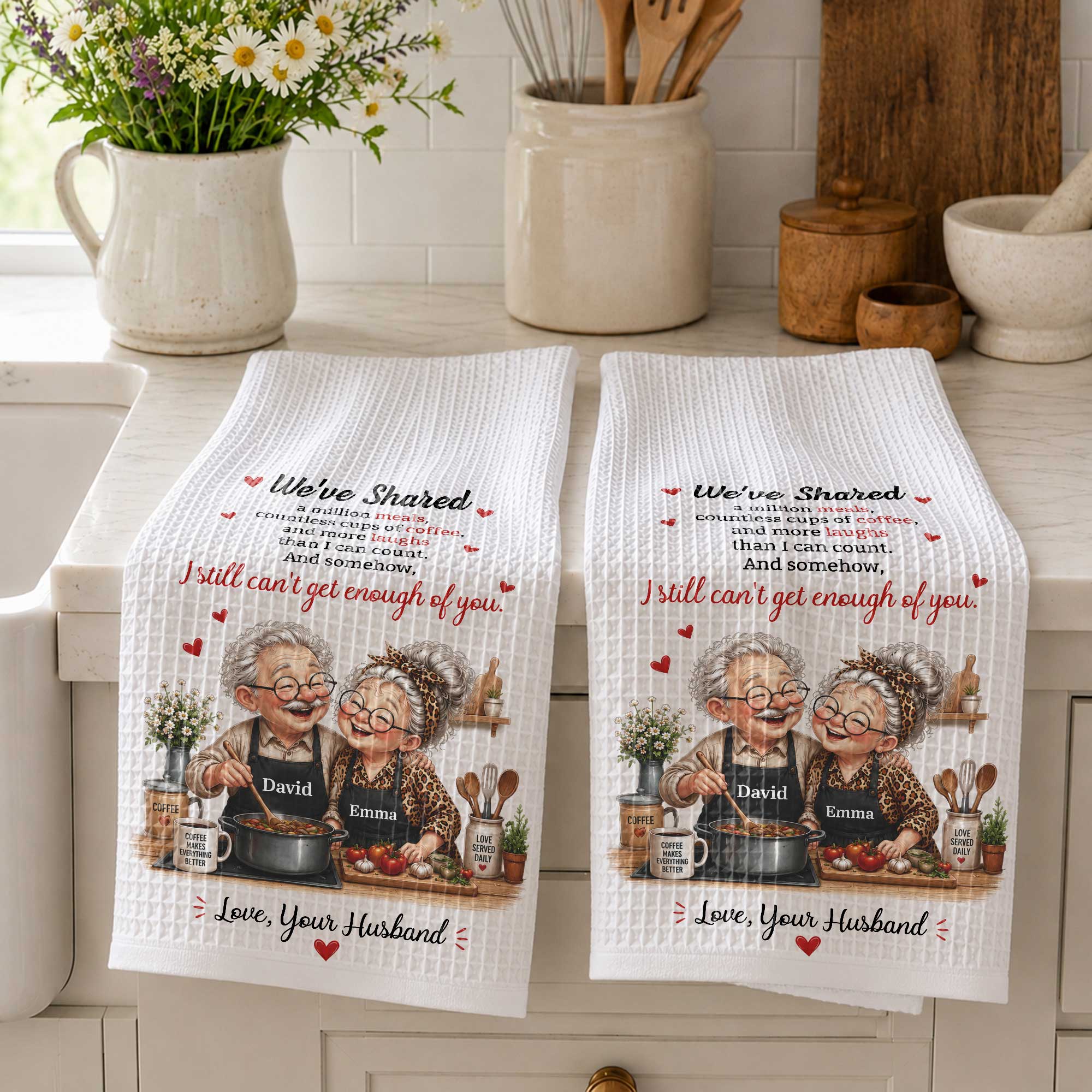 Personalized Kitchen Towel Custom Couple Gift for Anniversary