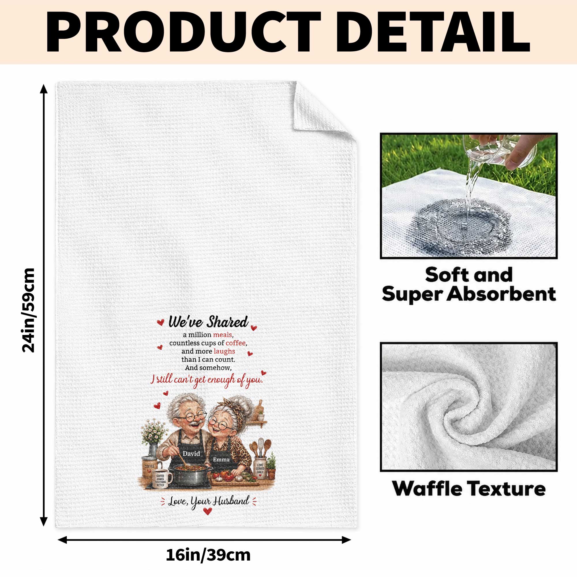 Personalized Kitchen Towel Custom Couple Gift for Anniversary