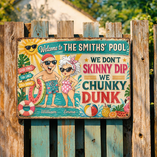 Personalized Metal Sign Welcome to Our Pool Gift for Couples
