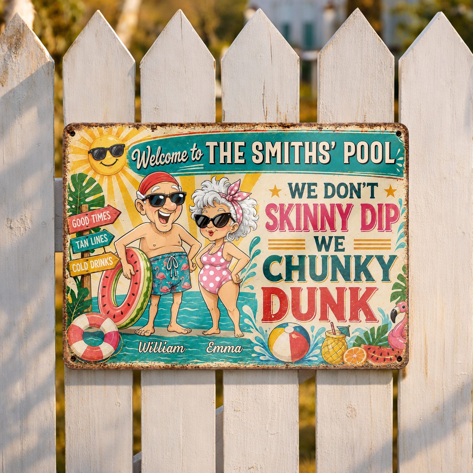 Personalized Metal Sign Welcome to Our Pool Gift for Couples