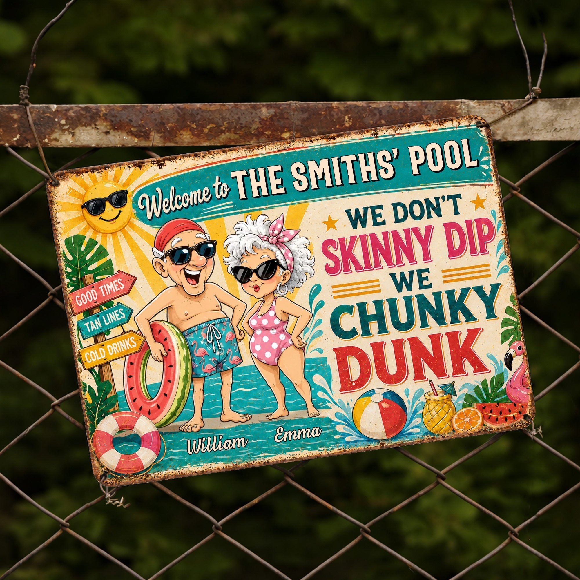Personalized Metal Sign Welcome to Our Pool Gift for Couples