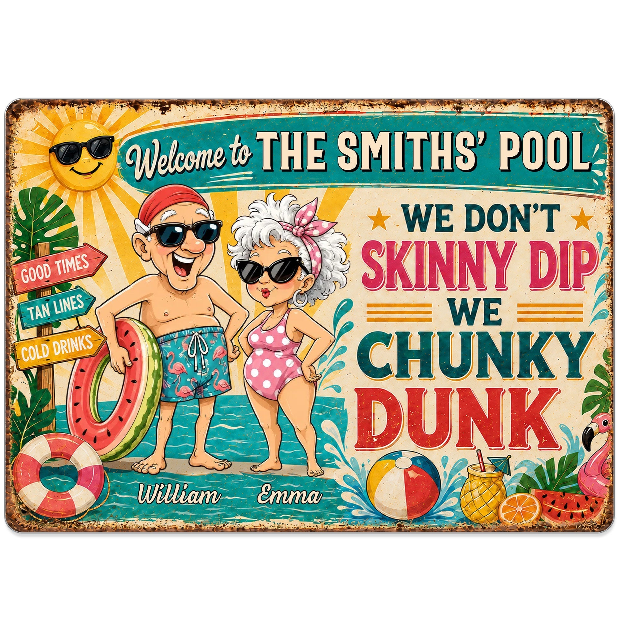 Personalized Metal Sign Welcome to Our Pool Gift for Couples