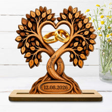 Load image into Gallery viewer, Personalized 2-Layer Wood Plaque Heart with Wedding Rings Gift for Couples
