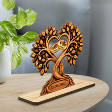 Load image into Gallery viewer, Personalized 2-Layer Wood Plaque Heart with Wedding Rings Gift for Couples
