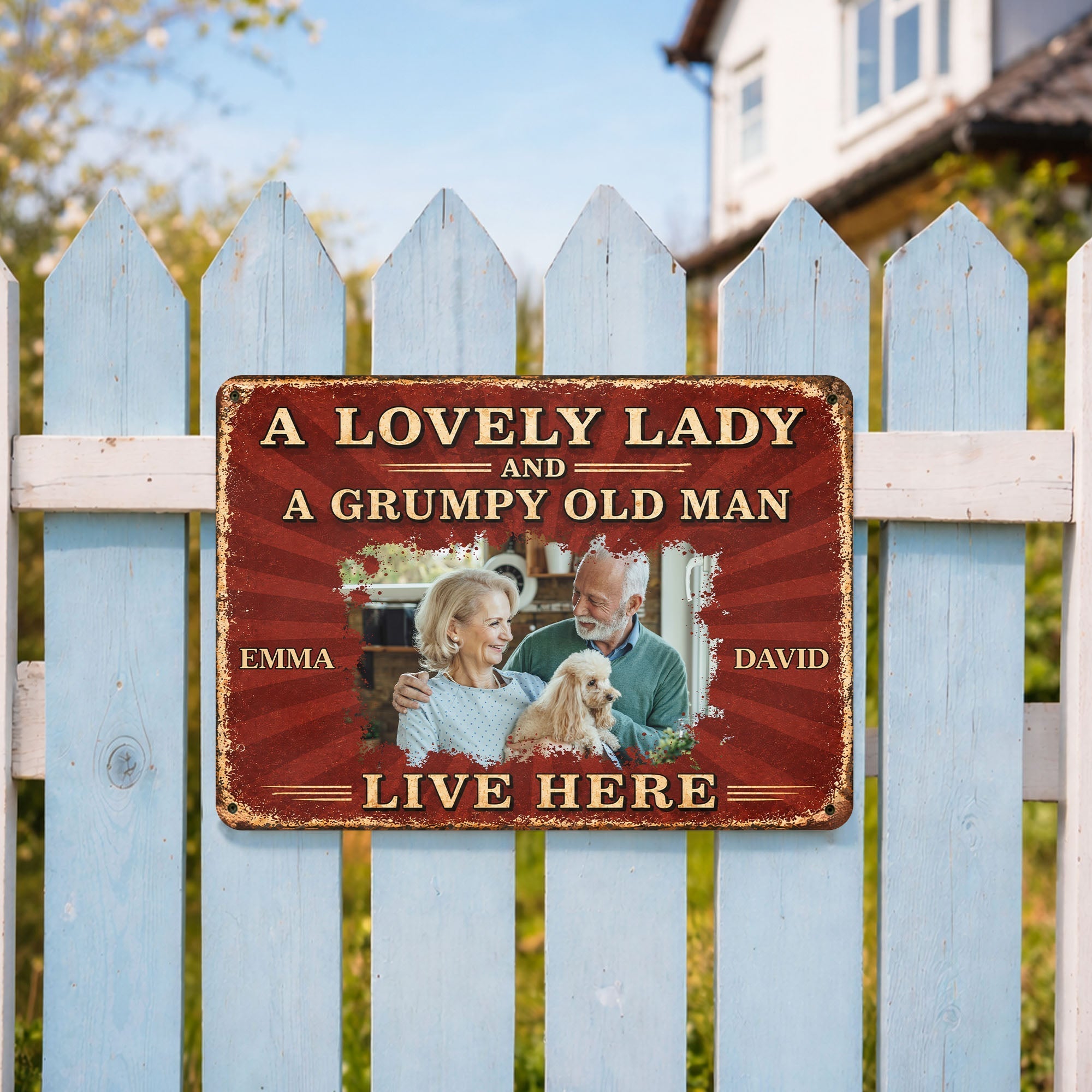 Personalized Metal Sign Custom Name Dog Lovers Gift for Couples