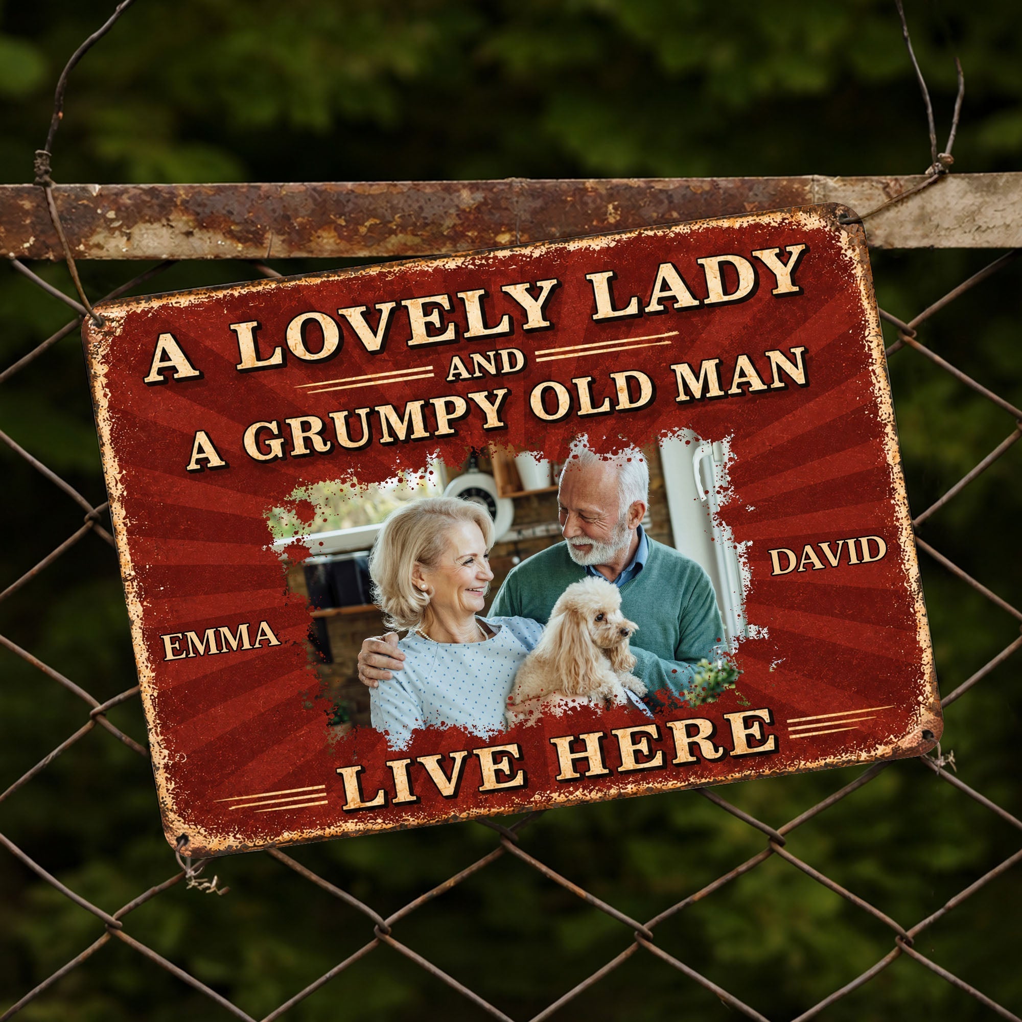 Personalized Metal Sign Custom Name Dog Lovers Gift for Couples