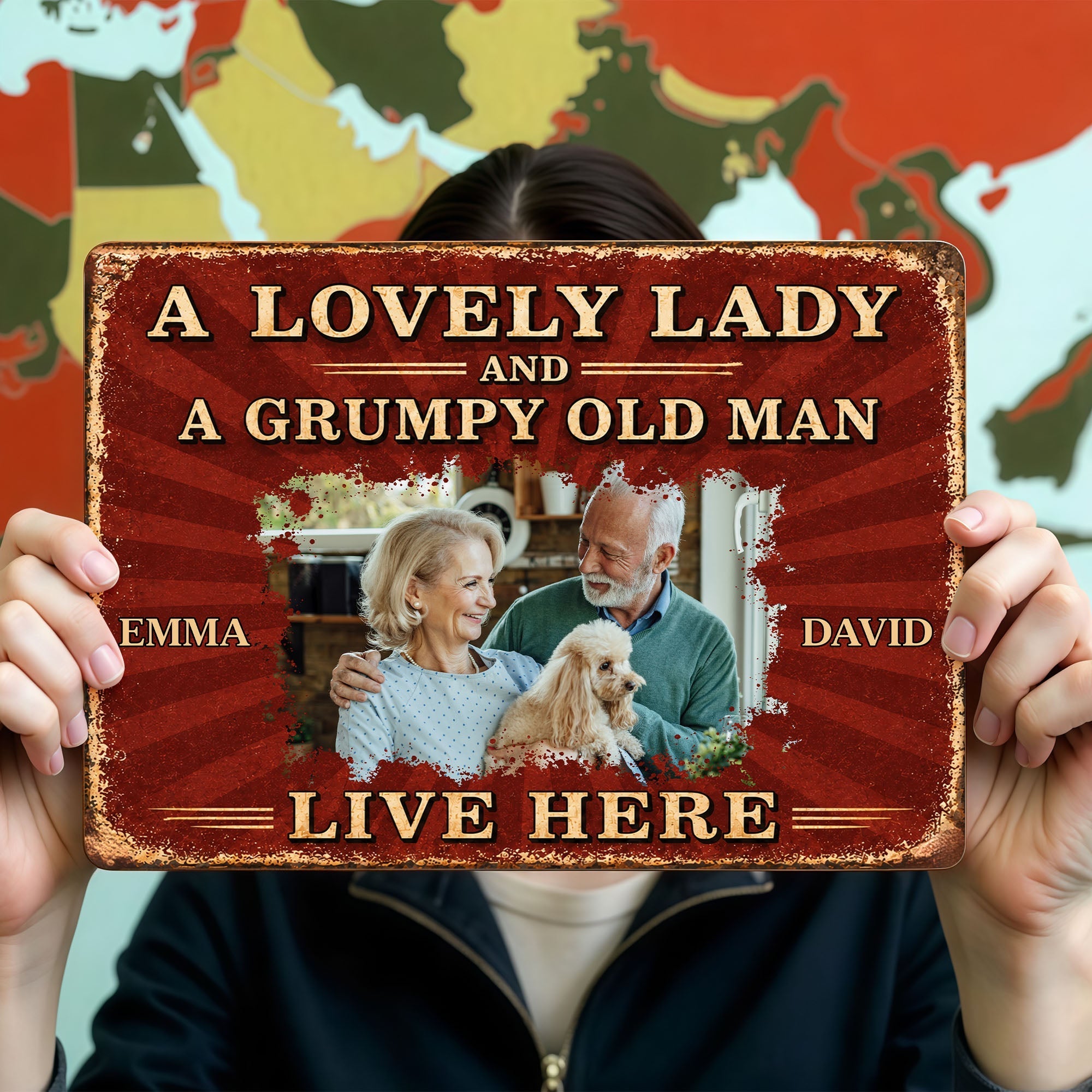 Personalized Metal Sign Custom Name Dog Lovers Gift for Couples