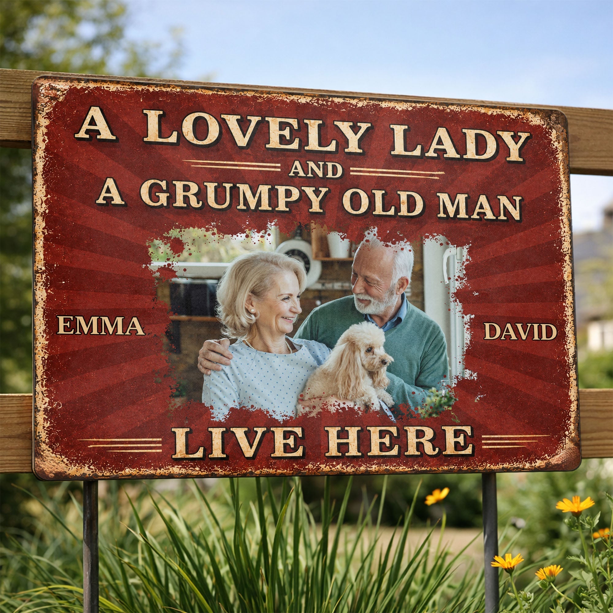 Personalized Metal Sign Custom Name Dog Lovers Gift for Couples