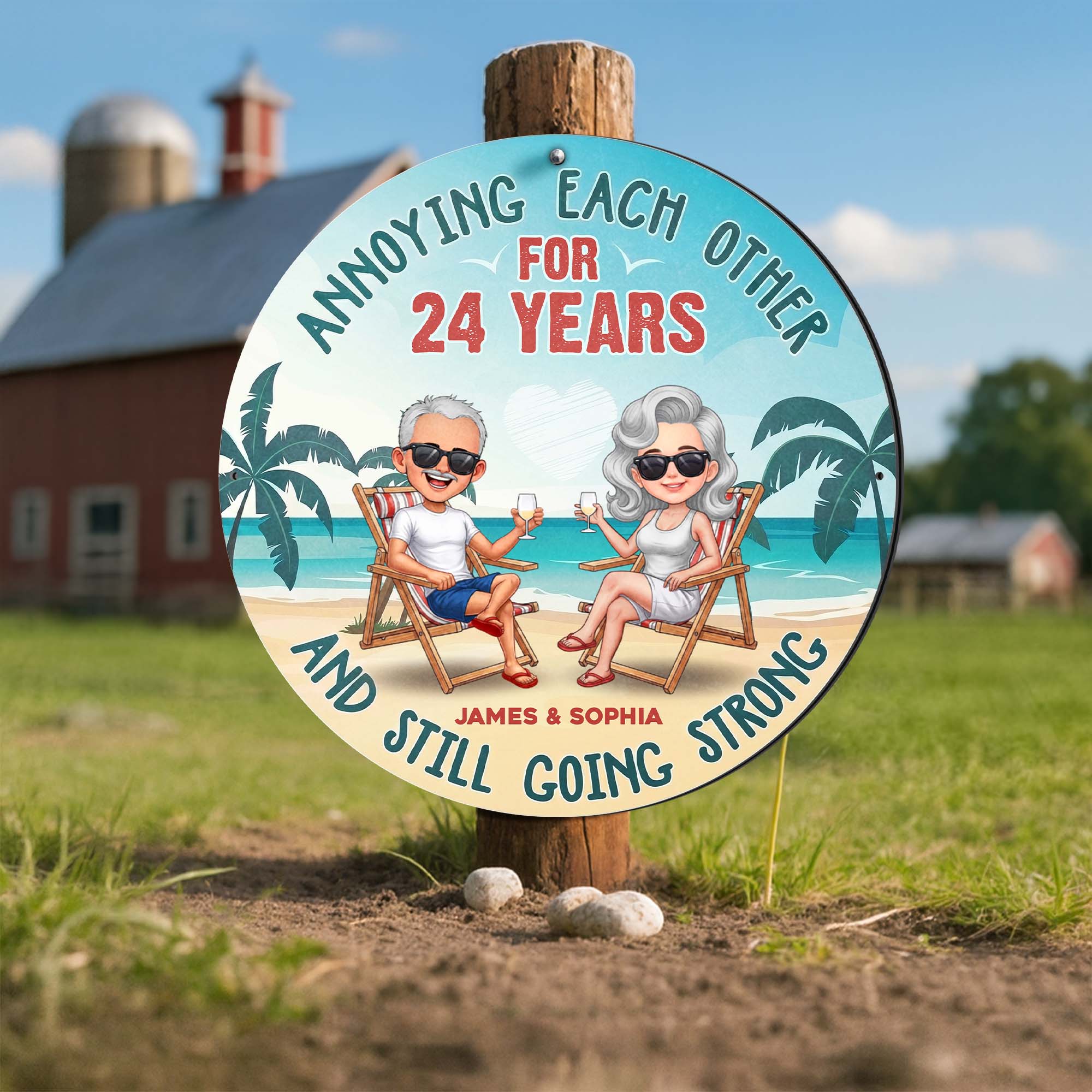 Personalized Beach Couple Metal Sign Custom Name Gift
