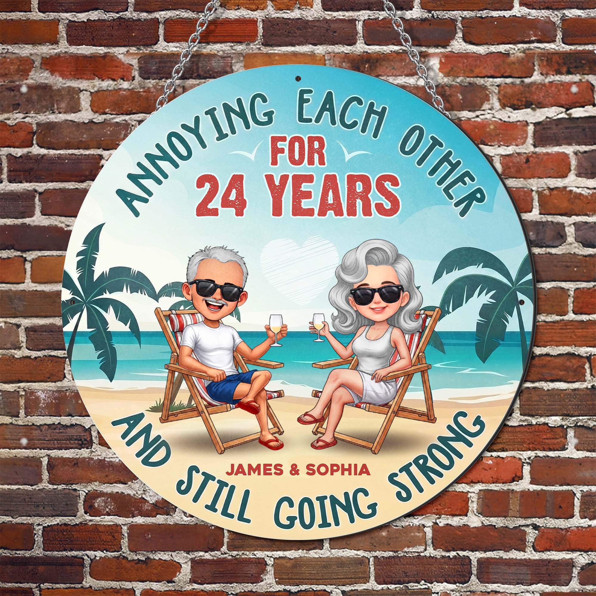 Personalized Beach Couple Metal Sign Custom Name Gift