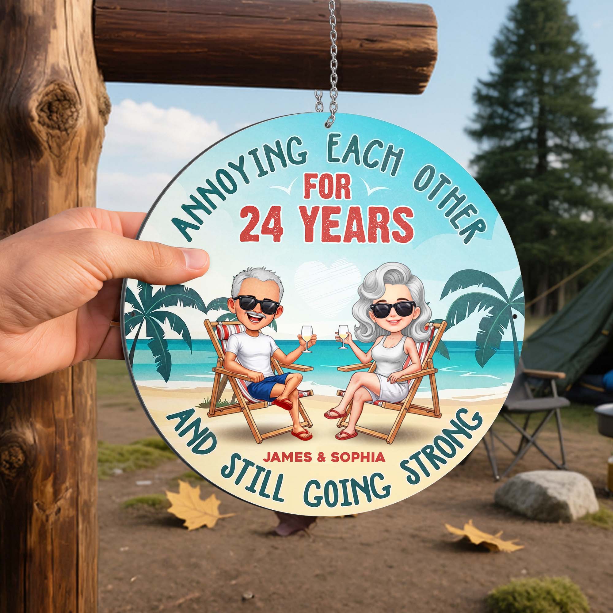 Personalized Beach Couple Metal Sign Custom Name Gift